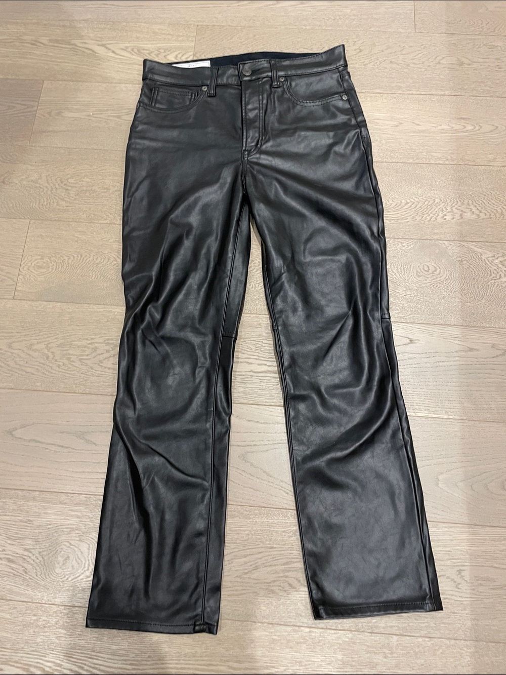 Gap Women's Black Faux Leather Straight Jeans